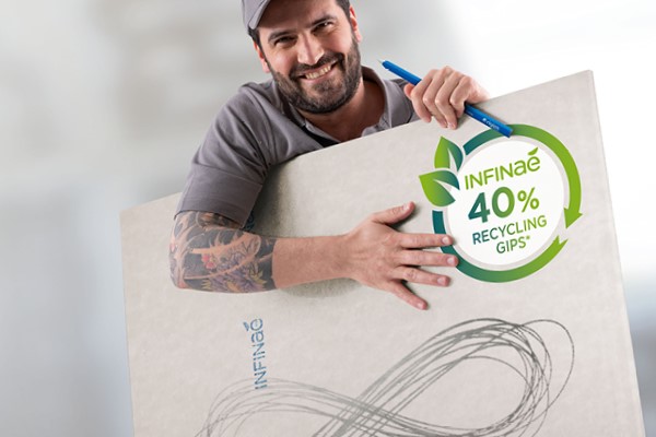 Rigips Infinaé – Bauplatte mit 40 % Recyclinggips | Rigips