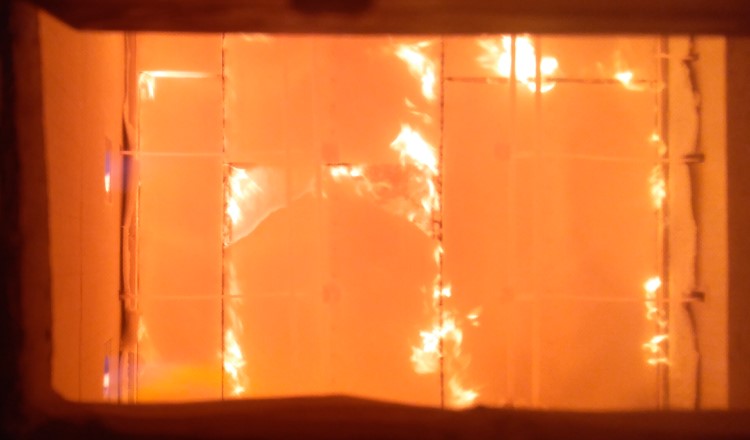 Rigips Brandprüfung Holztafelbauwand - Brandofen