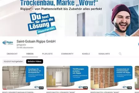 Rigips Videos auf YouTube