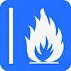 Die Harte Brandschutz Grafik eines Feuers das neben einer Wand brennt