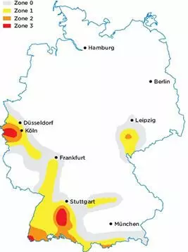 Karte mit Übersicht von Erdbebengefährdeten Gebieten