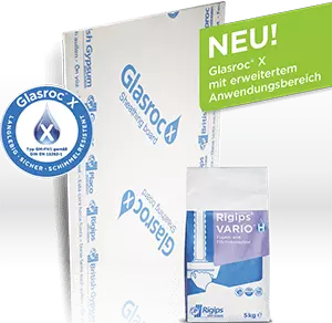 Rigips Glasroc X für Außendecken sowie Feucht- & Nassräume