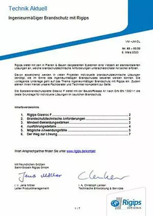 Ingenieurmäßiger Brandschutz mit RIGIPS