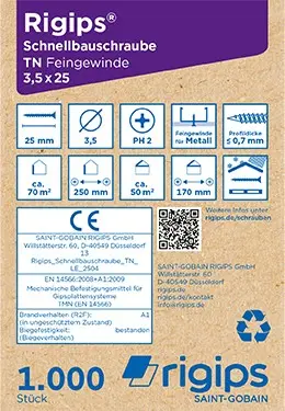 Schrauben Verpackungsrückseite