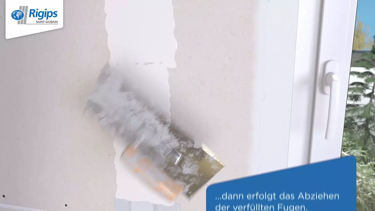 Rigips Fugenverspachtelung an Gipsplatten in Q1-Q4 mit Rigips VARIO & ProMix Finish im VARIO-System thumbnail