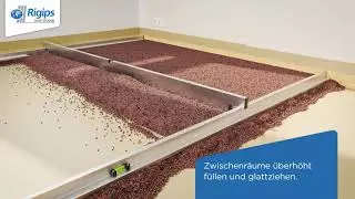 Vorbereitung des Bodens zur Verlegung von Estrichelementen - Rigidur Fußboden - Rigips Schüttung thumbnail