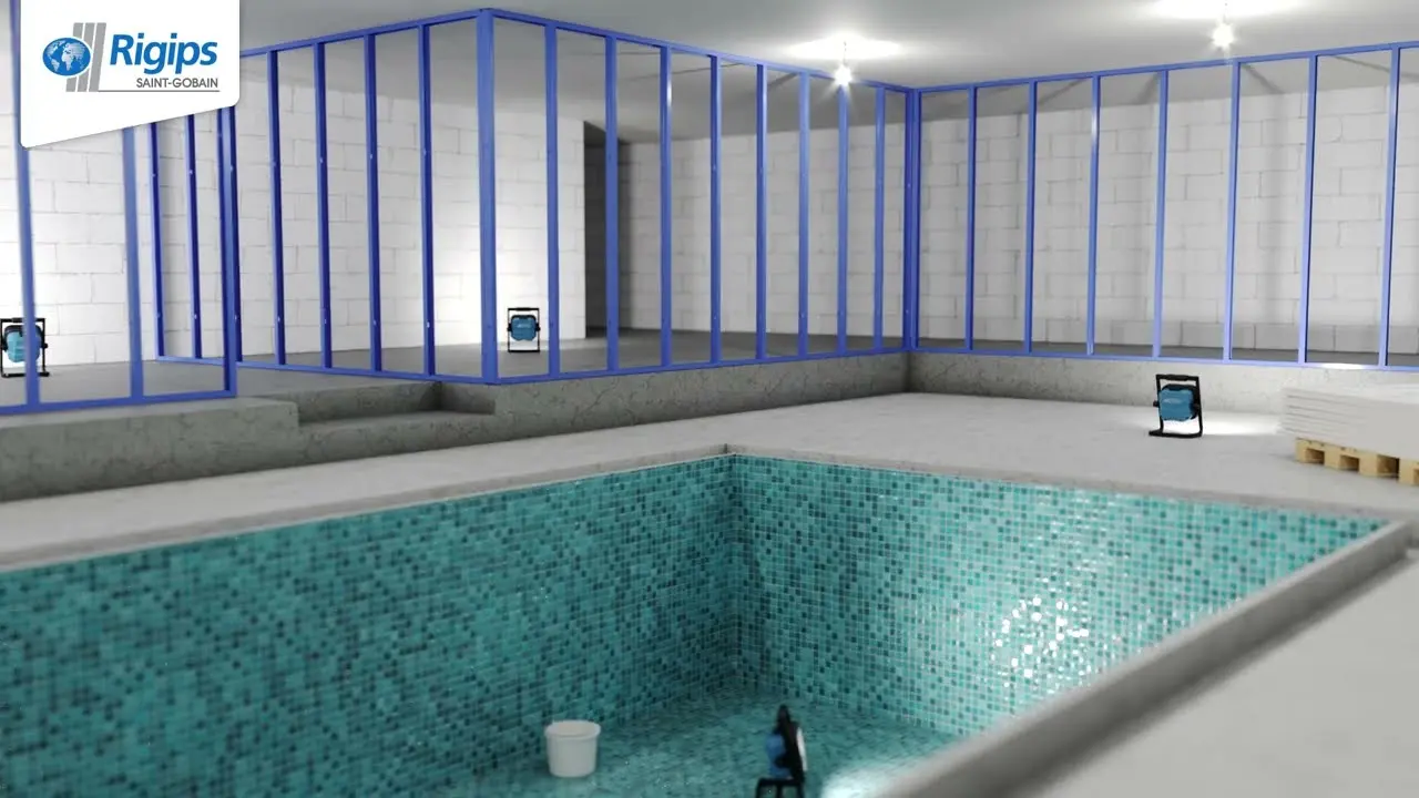 Wandkonstruktionen in Feucht- und Nassräumen am Beispiel Schwimmbad mit Rigips Glasroc X thumbnail